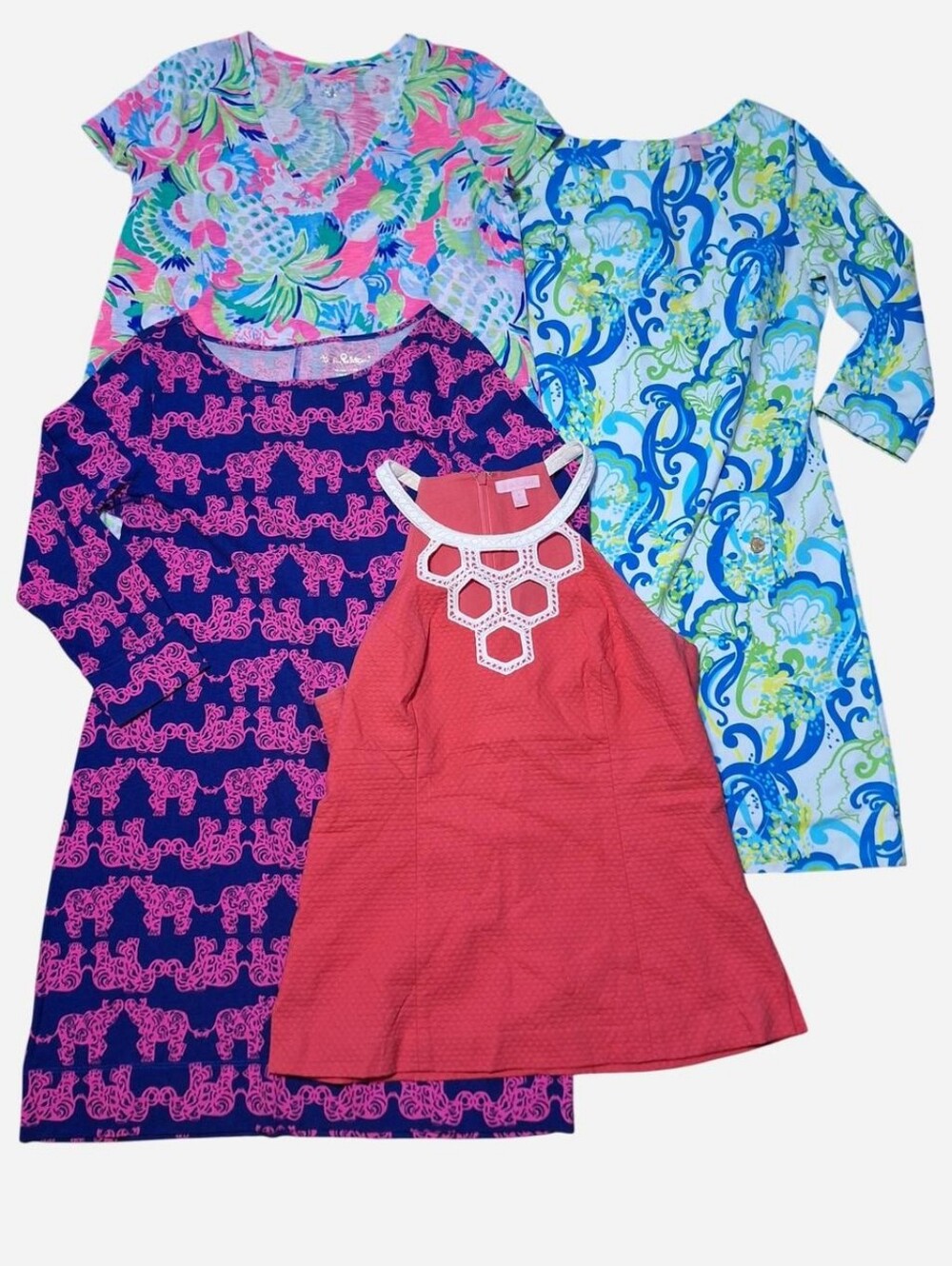 Lilly Pulitzer 4 Piece Bundle Size M Dresses Tshirt Blouse Beachy Resort Bright